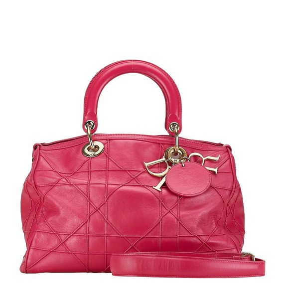 Dior Handbags - Dior Granville Cannage Handbag Shoulder Bag Pink Leather